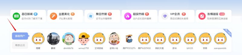子比主题美化 – 新注册用户和会员用户小工具-奇客源码