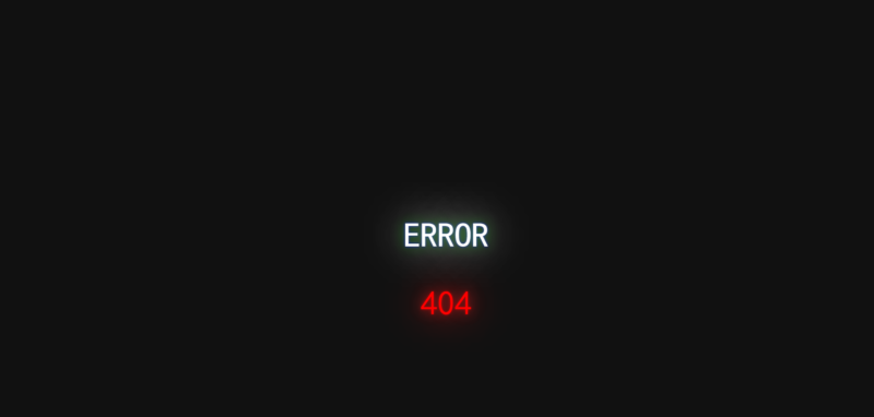 404页面-带有发光文字特效的简约HTML源码-奇客源码