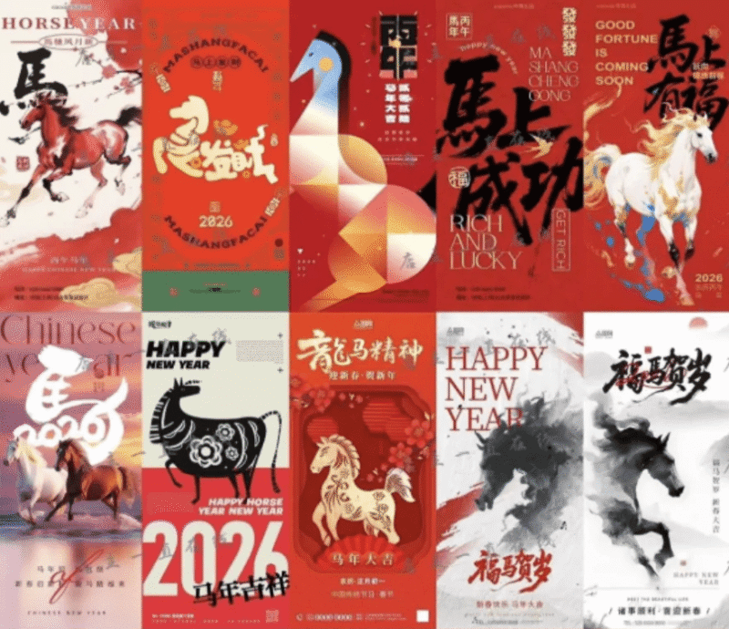 80款2026马年新年海报PSD素材-奇客源码