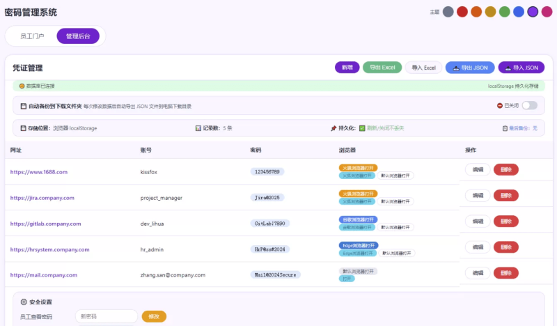 HTML源码 – 员工密码管理系统-奇客源码