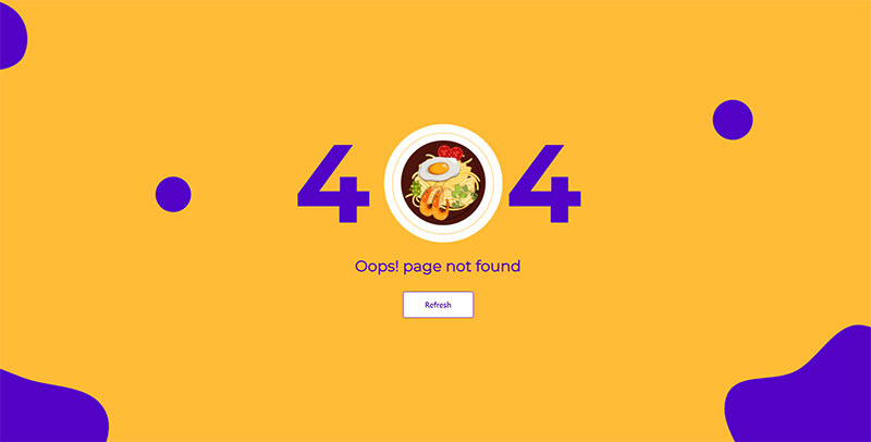404页面-html5全屏大气餐饮美食网站-奇客源码