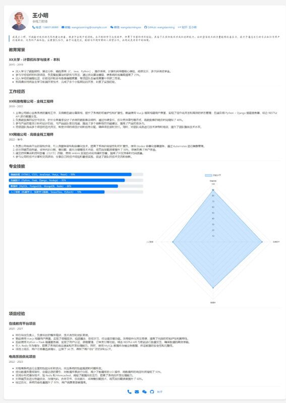  个人简介主页纯HTML代码-奇客源码