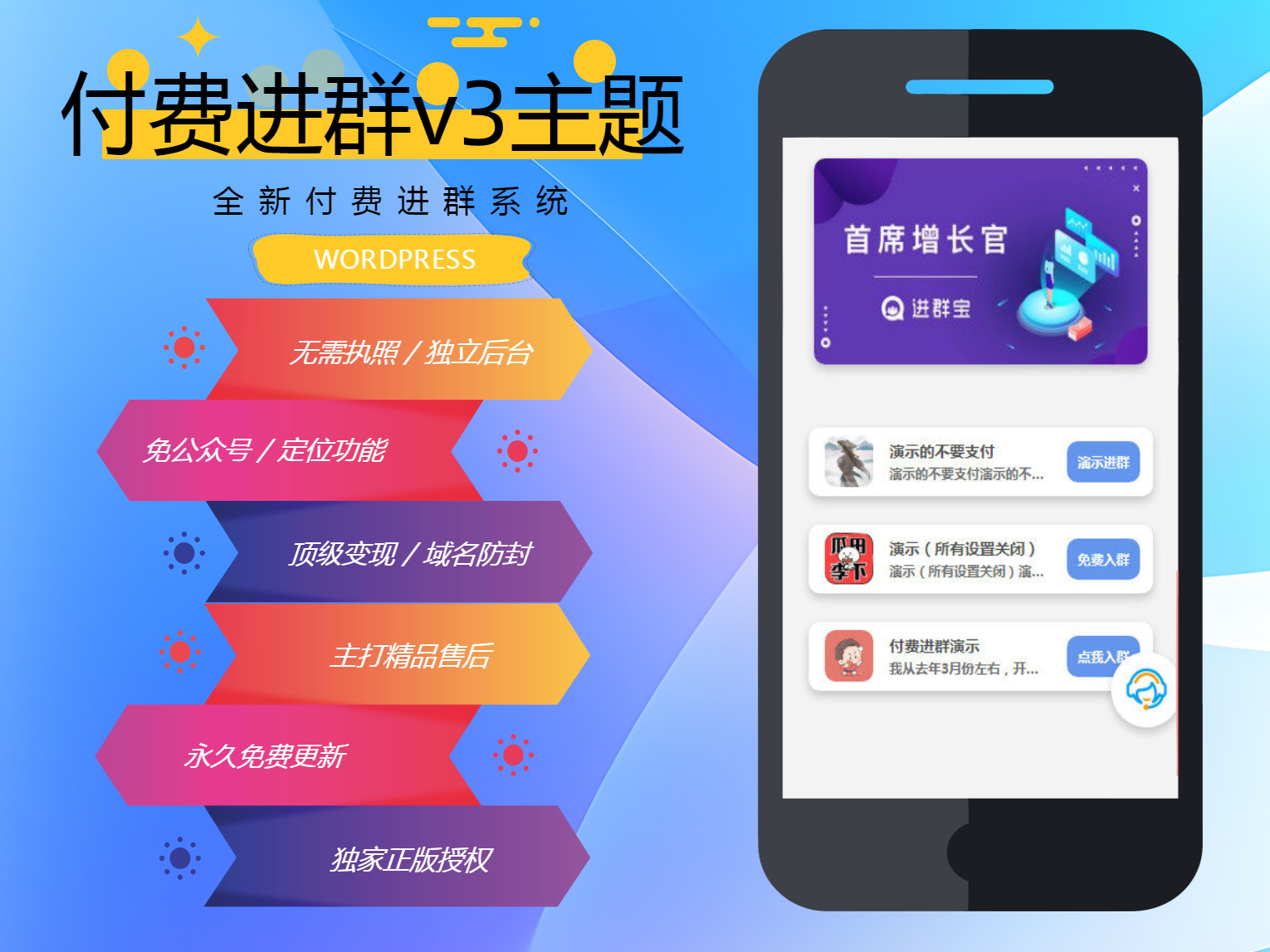 wp付费进群系统V3源码-开心版（附绕授权教程）-奇客源码