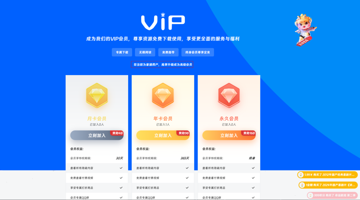 子比主题美化 – 自定义VIP会员开通页面