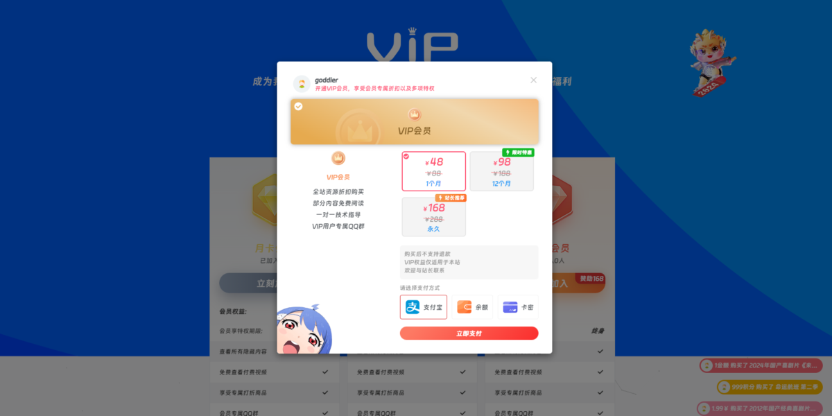 子比主题美化 – 自定义VIP会员开通页面-奇客源码
