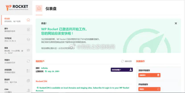 WP Rocket3.8.8和3.9.1免授权汉化版-奇客源码