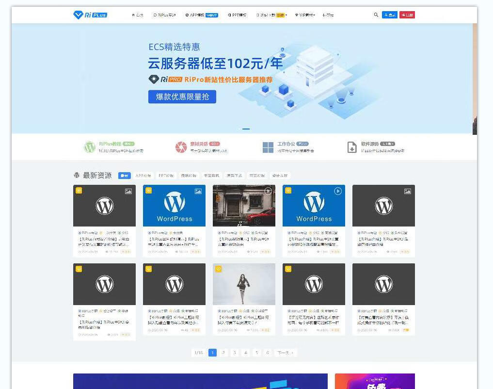 WordPress主题之RiPlus主题开心版（资源下载 知识付费）